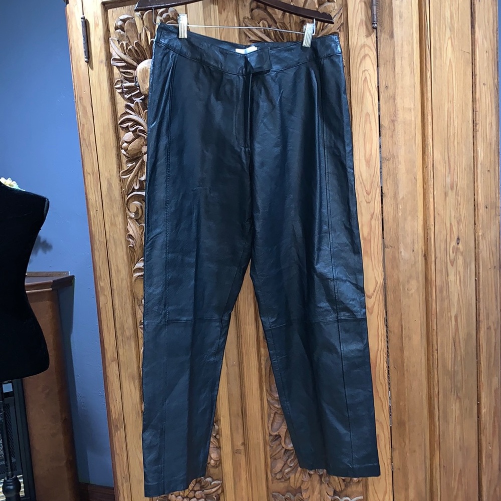NWT Chadwicks black leather pants size 14 petite